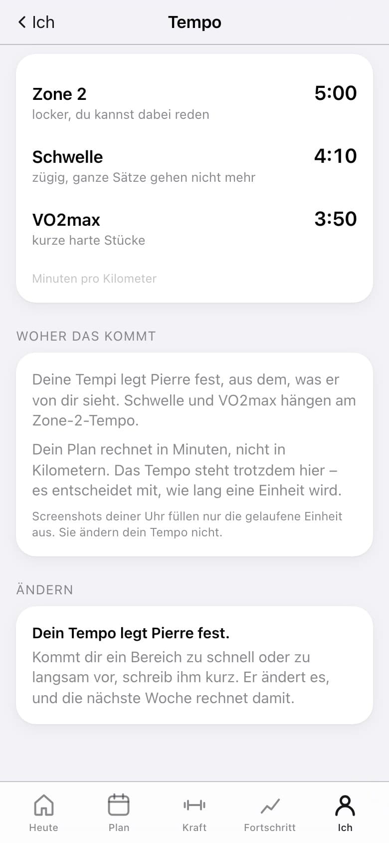App-Ansicht deiner Tempozonen