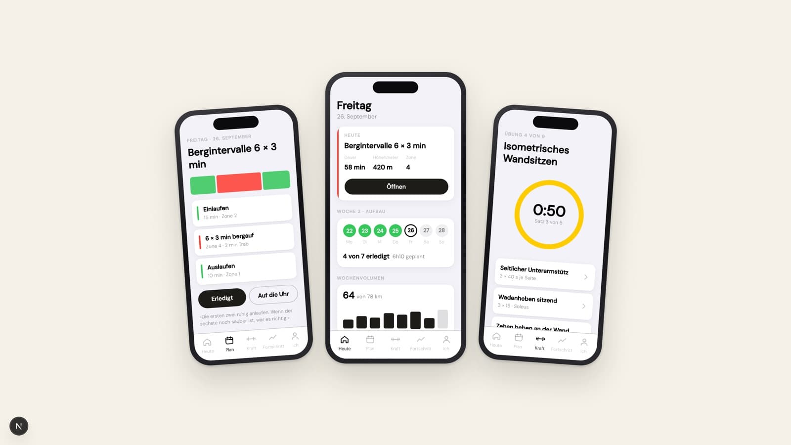 Pierres Trainings-App mit der Wochenübersicht